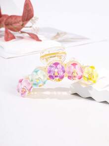 1pc Bohemian Style Faux Orchid Flower Transparent Hair Claw Clip, Suitable For Daily, Vacation, Beach Women Hair Accessories Fashion Hair Clips - Multicolor - View 7