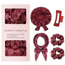 Satin Curling Iron Kit (No Heat) + Double-Sided Satin Bonnet + 1 Hair Clip + 2 Hair Scrunchies 025-066 - 彩色 - 查看 4