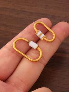 1个18K镀金不锈钢珐琅U型螺丝锁扣登山扣连接器，适用于DIY珠宝制作材料、手链、项链配件、钥匙扣等。 - U型螺絲扣 - 查看 6
