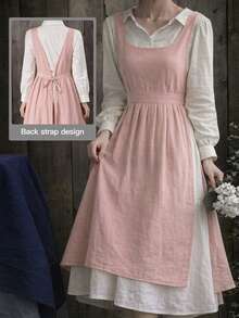 1PC Simple French Vintage Artistic Style Apron For Florist And Barista, Suitable For All Seasons Home Kitchen, Outdoor Camping And Picnic, Coffee - Multicolor - View 3