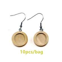 10pcs/Set 10/12/14/16/18/20/25/30mm Round Black Wooden Base Stainless Steel Earring Hooks Tray Blank Base Earring DIY Jewelry Making Accessories - Round Wood Earrings - View 28