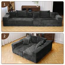 74.8''Cloud Couch Sectional Sofa Bed, No Assembly Required With Wide Arms For Living Room - 深灰色 - 查看 2