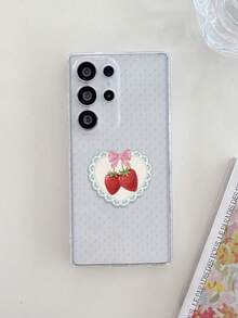 1pc Heart, Strawberry, Star Pattern Android Phone Case, Precise Camera Cutout Compatible With Samsung, Nothing, Pixel, INFINIX, Redmi Protective Cover - Clear - View 4