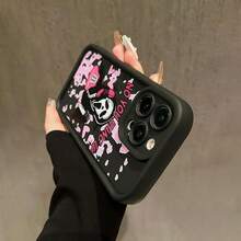 Cartoon Ghost Face Pattern Phone Case, Cute Protective Cover, Phone Accessory Compatible With IPhone 6 7 8 X 11 12 13 14 15 16 Pro Max, Shell - Black - View 3