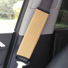 1pc PU Leather Embossed Car Seat Belt Cover, All Season Universal Auto Interior Accessories,Car Accessories - one-size - View 8