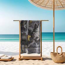 1pc Extra Large & Super Absorbent Quick Dry Beach Blanket - High Pile Plush, Rubber Duck Design, Suitable For Travel, Swimming Pool And Bathroom - Dark Grey - View 15