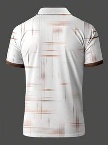 Men's Casual Textured Print Short Sleeve Polo Shirt, Summer - Multicolor - View 3