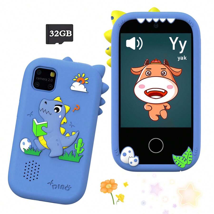 2.8英寸触摸屏儿童智能手机，适合3-12岁男孩，男孩学习玩具手机，双摄像头，游戏和音乐播放器 - 彩色 - 查看 1