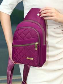 新款尼龙女士胸包，时尚菱形单肩斜挎包，大容量骑行胸包，手机袋 - 彩色 - 查看 15