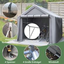 Geräteschuppen 244x241x217cm, Fahrradgarage, Geräteschuppen, Garagenzelt, Gartenhaus Lagerzelt Fahrradschuppen Werkzeugzelt Lagergarage, Dunkelgrau - Grey - View 5