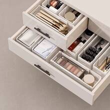 1/3个可伸缩塑料收纳盒，抽屉分隔器，衣柜整理架。餐具收纳托盘，置物篮。多功能桌面收纳盒，可收纳化妆品、文具、餐具、调料罐、内衣、袜子等。家居收纳整理用品。 - 白色 - 查看 6
