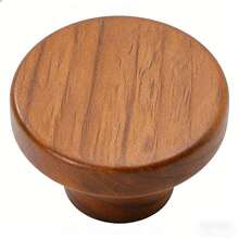 2pcs Black Walnut Wood Single Hole Drawer Pull Handles, Round Head Wooden Cabinet/Wardrobe/Kids Room Door Knobs With Screws - Beech Walnut - View 3