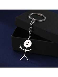 趣味涂鸦钥匙扣，幽默造型不锈钢钥匙扣，不锈钢人偶，钥匙扣吊坠 - 情人节男士礼物的完美之选，适合装饰包包和汽车配件，个性化钥匙扣 - 彩色 - 查看 2
