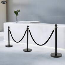 HOHOBLA 6 Pcs Stanchion Posts, Stainless Steel Stanchions Post, Crowd Control Barriers With Feet Velvet Ropes And Posts For Red Carpet Party Decoration And Ribbon Cutting Ceremony - 6 Pcs Black - View 4