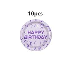 10/20/50/80pcs,Kpop Lavender Purple Lightning Happy Birthday Disposable Tableware, Purple Laser Energy Pattern Geometric Thunder Print 7inch & 9inch Paper Plates,Cups And Napkins For Purple Theme Birthday Party Supplies - Multicolor - View 13