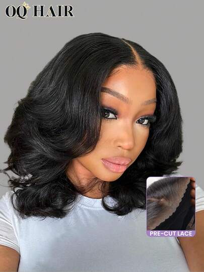 OQ Hair 180% Density 10-16 Inch Wear To Go Body Wave Bob Hair Glueless Natural Black Curly Hair Wig 7x5 Transparent Lace Front Wig Pre-Cut & Pre-Plucked With Natural Hairline Quick Ship Items Gifts Perfect For Every Occasion Travel Essential Gentle Atmosphere Family Warmth Outfits Men Frontal Wigs Highkey Snack Baddie Effortless Chic Retro Cottagecore Preppy Skater For Women