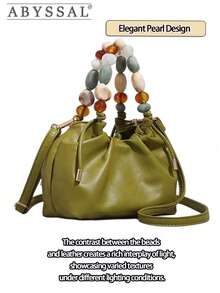 2026 New Solid Color Minimalist Pearl Handbag, New Chinese Retro Chain Shoulder Crossbody Bag, Niche Design Wrinkle Party Evening Bag For Women,Spring New Cloud Bag ,Green Beaded Mini Bag For Women - Luxury Look Crossbody & Handbag,New Simple Solid Color Handbag, Fashionable Versatile Elegant Beaded Chain Pleated Bag.Viral Beaded Cloud Purse | Spring 2026 Crossbody Bag For Women | Photogenic Soft Tote For Shopping & Gifting, Niche Design Wrinkle Party Evening Bag For Women .Women's Beaded Ruched Handbags ,Top Handle PU Leather Crossbody Bag.Green Beaded Cloud Bag - Versatile Crossbody For Outings & Photo Shoots, New Chinese Retro Chain Shoulder Bag, Suitable For Girls For Their Birthday, Prom And Graduation And Also A Lovely Gift For Friends, Mother, Lover On Special Days Such As Valentine's Day, Christmas, Anniversaries.Valentine's Day Gift.[US Local Warehouse] - 綠色 - 查看 5
