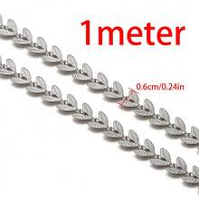 1m Stainless Steel Chain With Leaf Pattern Design, Suitable For DIY Women Jewelry Making Of Necklaces, Bracelets, Anklets, Bulk Supply - Chain - View 11