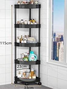 5/4/3 Tier Rotating Bathroom Storage Rack With Wheels And Triangular Base, Plastic Organizer Shelf For Corner, Kitchen, Living Room, Bathroom, Hotel, Balcony, Hallway And Entryway, Easy To Move And Disassemble, Ideal Gift