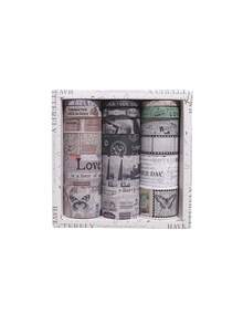 20卷复古和纸胶带套装，适用于剪贴簿、日记、DIY装饰、时尚和纸胶带，送给朋友或手账的绝佳礼物 - 彩色 - 查看 15