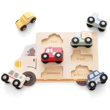 Wooden Baby Push And Pull Toy Car, Transportation Model, Inlay Board Matching Toy, Toddler Shape Recognition, Hand-Eye Coordination Training, Baby Early Education, Puzzle Enlightenment Toy - Multicolor - View 3