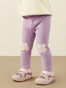 mini bala Baby Girl Winter Leggings, High Stretch Warm Pants - Purple - View 2