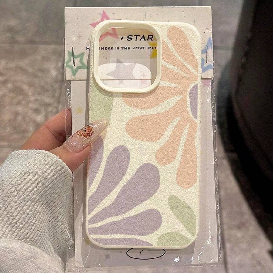 1pc TPU Material Spring Soft Marshmallow Flower Pattern Phone Case Compatible With IPhone 17 Pro Max/17/16 Pro Max/15/13/12/11, S20 FE/A15/S24/A55, Compatible With Redmi Note 11/Note 12/Note 13 Pro, Full Coverage Anti-Drop Soft Protective Phone Cover - White - View 1