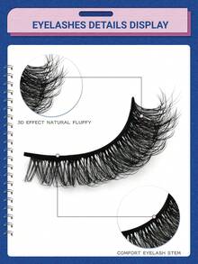 Lasvirey 5 pares de pestañas postizas de ojo de gato, pestañas falsas de visón esponjosas y gruesas, suaves y lujosas de aspecto natural, pestañas postizas completas reutilizables, esponjosas y alargadoras, adecuadas para citas y protección solar - Negro - Ver 4