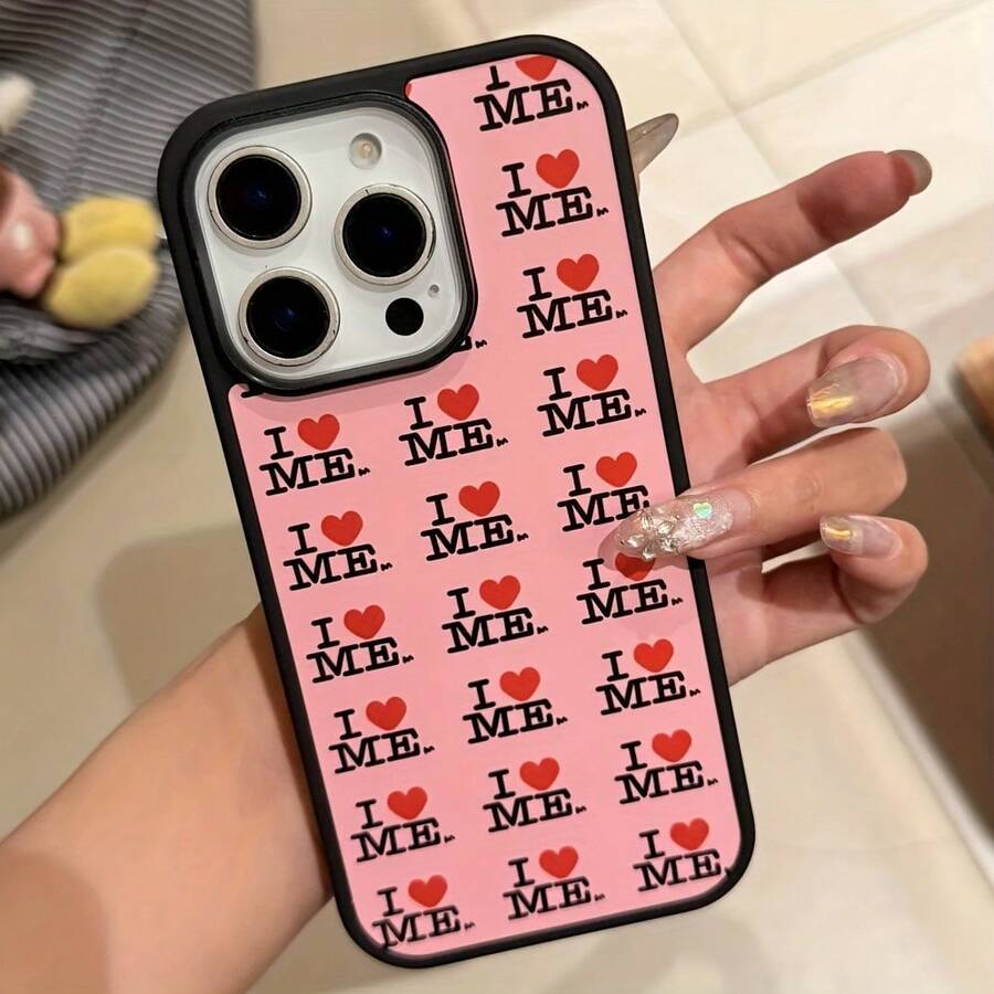 Phone Case - Adorable All-Over Heart Design Epoxy Phone Case Suitable For IPhone 17/16/15/14/13/12/11/PLUS/PRO/PROMAX/AIR,Y2K 'Love Me' Soft Back Cover - 黑色 - 查看 1