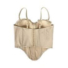 Local Delivery -Wearable Fishbone Bra, Sexy Women's Camisole Top Lining Stage Performance Bra, Women's Clothing Elegant Pearl 3D Mesh Flower Beaded Chain Design - Màu be - Xem 4