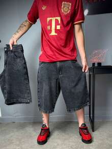 Dazzling Black Marble Stonewashed Baggy Bermuda Shorts By Sportlife - màu đen - Xem 5