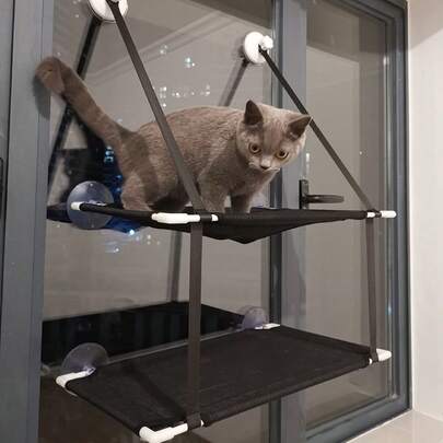 新款猫吊床，宠物窝，胖猫攀爬架，加固吸盘拼接设计阳台猫窝猫床，双层吊床