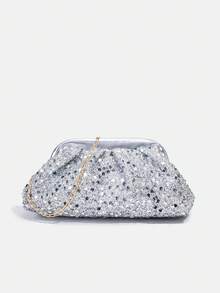 1个女孩新款时尚亮片优雅晚宴包，蕾丝花朵串珠链条单肩斜挎包，青少年单肩包，手拿包，晚宴包，链条包，零钱包，钱包，适合日常、派对、旅行，理想的礼物 - 彩色 - 查看 22