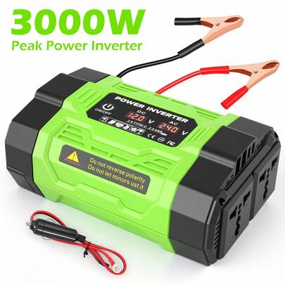 3000W Car Power Inverter (5000W Peak), 12V DC To 220V AC Pure Sine Wave Inverter With 2 AC Outlets, 2*25W USB & 2*25W Type-C Ports, Hidden Terminals & Multi-Safety Protection For Camping Road Trip