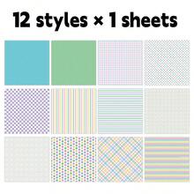 12张粉彩复活节主题剪贴簿纸 - 格子、线条和圆点设计，装饰工艺纸，适用于日记、折纸、卡片制作和派对装饰，剪贴簿用品 - 彩色 - 查看 3