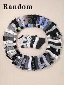 12/24 Pairs Baby Boys' Striped & Star Print Mid-Calf Casual Socks, Breathable Anti-Slip For Daily Wear & Occasions, Hot Selling - Multicolor - View 10