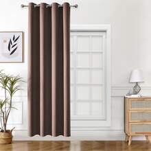 1件纯色涤纶窗帘，遮光窗帘，停电时可遮蔽房间光线，隔热窗帘，适用于厨房、餐厅、客厅、卧室 - 深咖色 - 查看 35