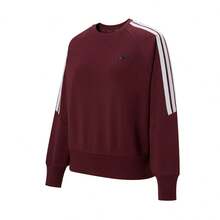 Adidas Women's Autumn/Winter New Casual Sweatshirt, Versatile Crew Neck Loose Fit Sweatshirt - Burgundy - View 1