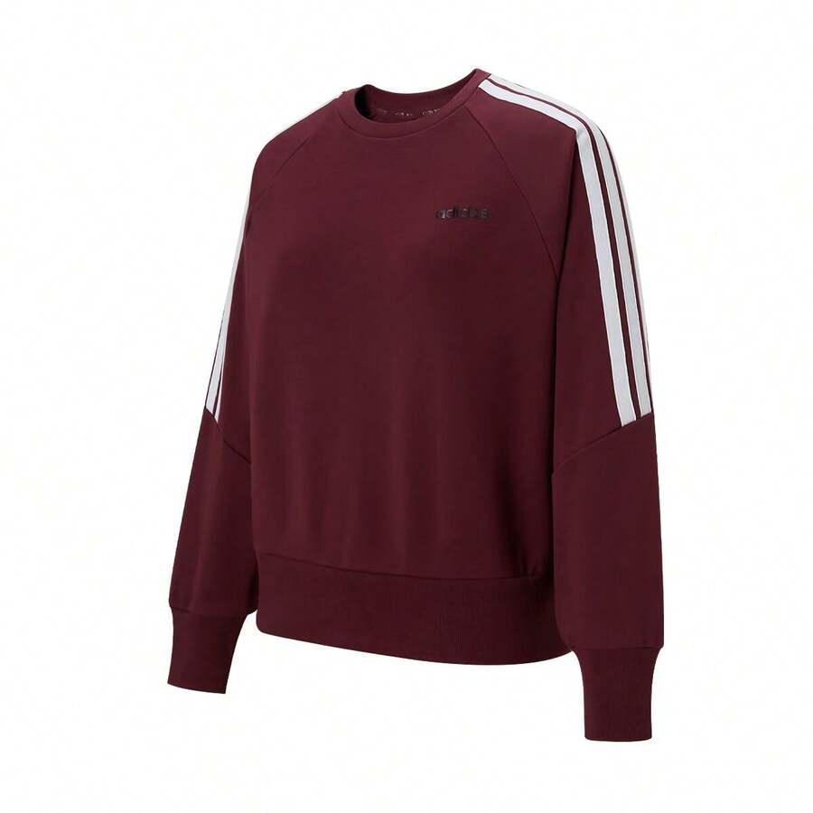 Adidas Women's Autumn/Winter New Casual Sweatshirt, Versatile Crew Neck Loose Fit Sweatshirt - Burgundy - View 1