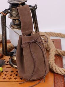 1pc Medieval Renaissance Style Drawstring Pouch, LARP Accessory, Suede Drawstring Bag, Medieval 17th Century Bag Belt Pouch Dice Bag Ren Faire - A - View 11