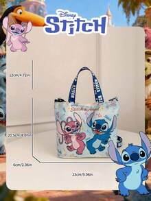 Disney Official Licensed 1 Pc Cartoon Stitch Printed Lunch Bag, Mischievous Stitch Lunch Bag & Fun Bucket Bag Cute Cartoon Hand Bag Candy Bag For Daily Use, Casual Canvas Shoulder Bag For Easy Carry – For StudentsTeenagers/Teens/Young Adults/Zoomers Perfect For Daily/Shopping/Going Out - Multicolor - View 4
