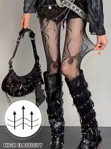 Gothic Spider Web Fishnet Pantyhose For Women, Sheer Slimming Anti-Snag Black Tights, Essential Halloween Costume Hosiery - Black - View 7