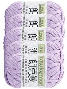 Lawkeman 5 peças/500g Fio de Camiseta - Fio de Poliéster de Alta Qualidade, 30m/peça - Fio de Tecido Macio, Adequado para Crochê, Fio de Tricô Multicolorido - Ideal para Cestas, Bolsas, Mantas, Chapéus, Brinquedos, Lenços DIY - Multicolorido - Visão 39