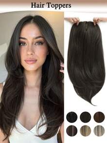 18 Inch Wavy Ends Women's Hair Topper, Suitable For Thin Hair, With Bangs Layered Long Hair, Made Of Synthetic Fiber - Multicolor - View 1