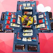 DIY Surprise Gift Box For Birthday, Wedding, Proposal - Explosion Box, Containing Holiday Candies, Snacks Series, And Paper Art Cover - Blue - View 4