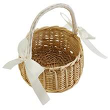 Women Flower Basket Elegant Rustic Bows Large Capacity Lightweight Portable Basket For Storage - White - View 9