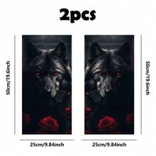 2pcs Cool Animal Car Decals, Battle Wolf Design, Self-Adhesive B-Pillar Decals, Vinyl Material, Semi-Matte Finish, Rectangle Shape, With Front Placement, For Glass & Metal Surfaces, Single Use Vehicle Exterior Decoration - A - View 10