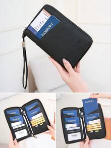 MIYIN New RFID Blocking Passport Holder, Fits Multiple Passports, Travel Document Card Organizer Wallet, Soft Material Zipper Long Passport Wallet With Detachable Wrist Strap, Valentine's Day Gift For Wife/Girlfriend, Lightweight, Waterproof, Suitable For Travel, Cruise, Unisex - Black - View 9