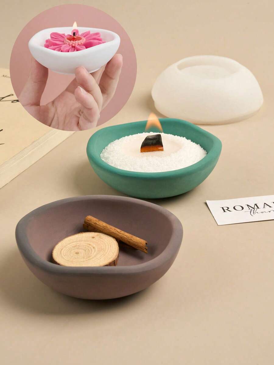 1 pieza Molde de silicona en forma de tazón asimétrico, plato para joyas, molde de concreto para macetas, decoración del hogar, manualidades DIY - Molde de cuenco irregular - Ver 1
