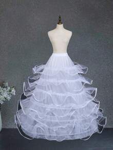 1pc Women's White 2~6-Hoops Bridal Wedding Dress Petticoat, Dress Underskirt, Flying Saucer Petticoat, 2 Steel Hoops 1 Net Princess Dress Petticoat, 4 Layers Hard Net Boneless Petticoat, 4 Steel Hoops 5 Ruffle Petticoat, 3 Steel Hoops 1 Net Trailing Petticoat, 3 Layers Crystal Tulle Mermaid Petticoat, Extra Large 6 Steel Hoops 6 Mesh Petticoat - White - View 16